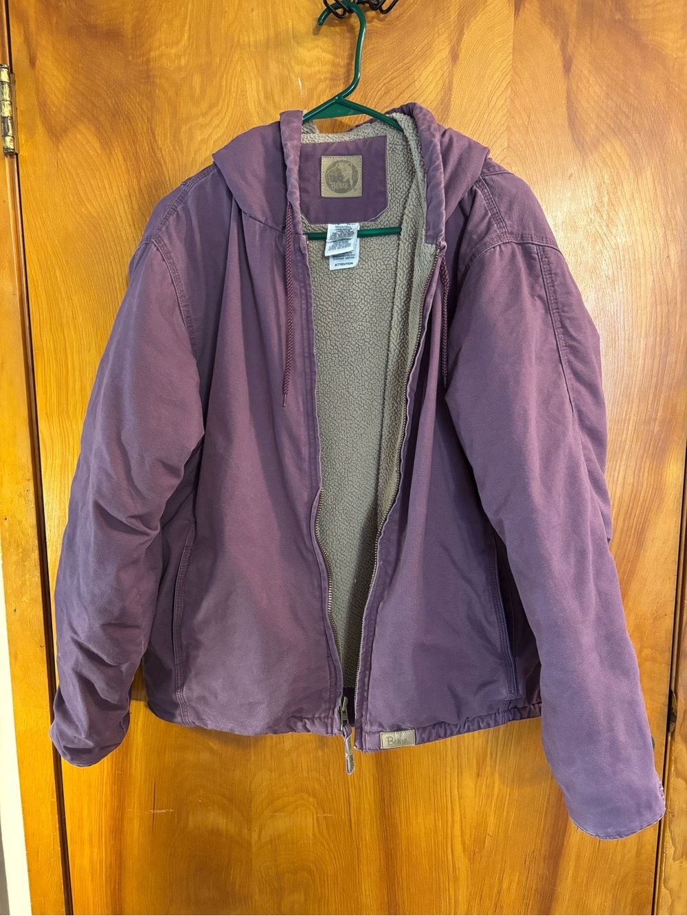 Plum Sherpa-Lined Field Jacket with Hood